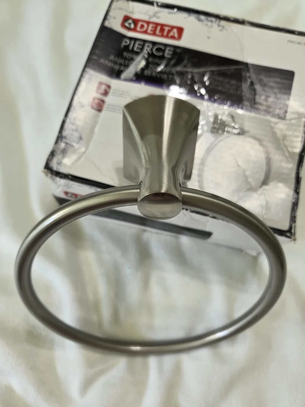 Delta Pierce Brushed Nickel Towel Ring PRC46-BN with Spotshield